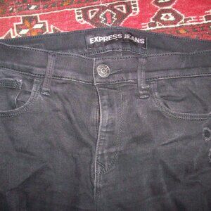 Express Size 10 Womens Jeans Leggings Mid Rise Skinny Distress Dark Wash Stretch